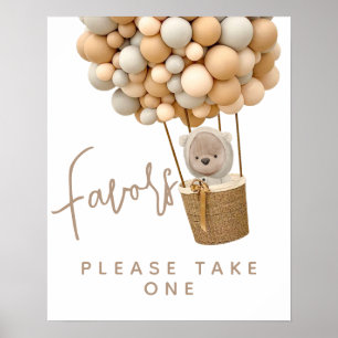 Bear Balloons Moderne Babydusche bevorzugt Poster
