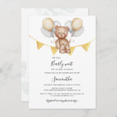 Bear Balloons Moderne Babydusche Einladung (Vorne/Hinten)