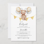 Bear Balloons Moderne Babydusche Einladung (Vorderseite)