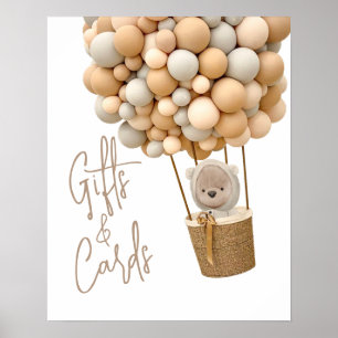 Bear Balloons Moderne Babydusche Geschenke und Kar Poster