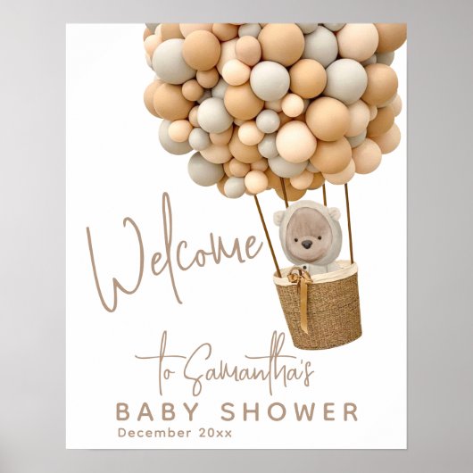 Bear Balloons Moderne geschlechtsneutrale Babydusc Poster (Vorne)