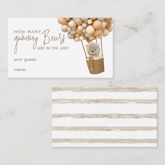 Bear Balloons Modernes Baby Showspiel Begleitkarte (Vorne/Hinten)