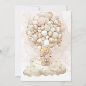 Bear Balloons Neutral Gold Baby Shower Einladung (Rückseite)