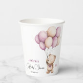 Bear Balloons Pastel Lila Baby Dusche Pappbecher (Rückseite)