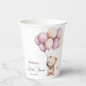 Bear Balloons Pastel Lila Baby Dusche Pappbecher (Vorderseite)