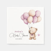 Bear Balloons Pastel Lila Baby Dusche Serviette (Vorderseite)