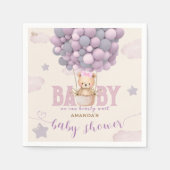 Bear Balloons Pastel Lila Baby Dusche Serviette (Vorderseite)