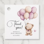 Bear Balloons Pastel Lila Baby Dusche Vielen Dank Geschenkanhänger (Vorderseite)