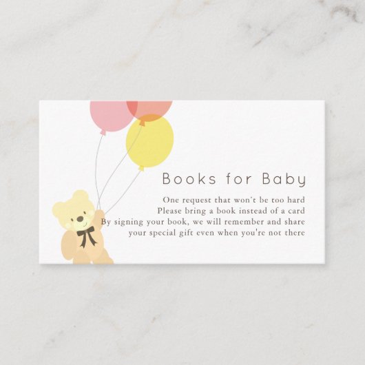 Bear & Balloons Pink Baby Dusche Buchungsanfrage Begleitkarte (Vorderseite)