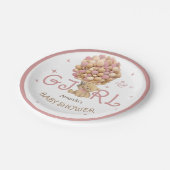 Bear Balloons Pink Boho Baby Girl Dusche Pappteller (Schrägansicht)