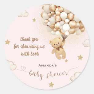 Bear Balloons Pink Gold Vielen Dank Runder Aufkleber
