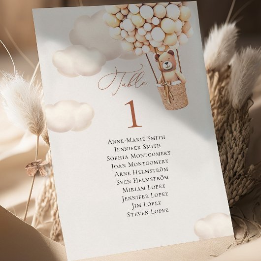 Bear Balloons Tischnummer und Gastnamen