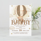 Bear Balloons warten Baby Shower Einladung (Stehend Vorderseite)