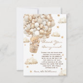 Bear Balloons warten Gold Baby Dusche Dankeskarte (Vorderseite)