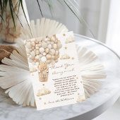 Bear Balloons warten Gold Baby Dusche Dankeskarte