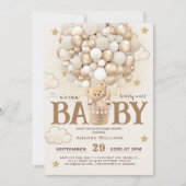 Bear Balloons warten Niedlich Boho Baby Dusche ab Einladung (Vorderseite)