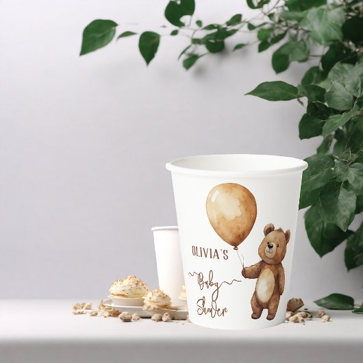 Bear Balloons Wolken warten Baby-Dusche frühzeitig Pappbecher
