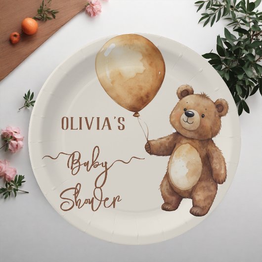 Bear Balloons Wolken warten Baby-Dusche frühzeitig Pappteller