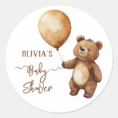Bear Balloons Wolken warten Baby-Dusche frühzeitig Runder Aufkleber (Vorderseite)