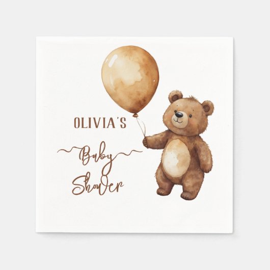 Bear Balloons Wolken warten Baby-Dusche frühzeitig Serviette (Vorderseite)