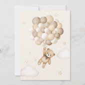 Bear Bärenballon Bearly Wait Neutral Baby Einladung (Rückseite)