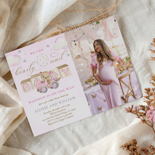 Bear Bear Baby Dusche Pink Foto Einladung