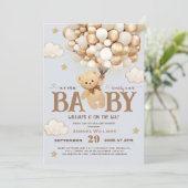 Bear Bear Baby Shower Neutral abwarten Einladung (Stehend Vorderseite)