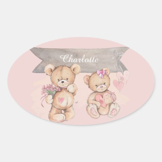 Bear Bear Baby Showplatz Ovaler Aufkleber (Vorderseite)