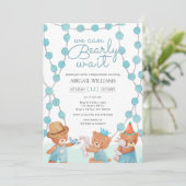Bear Bear Bear Baby Dusche Niedlich warten Einladung (Stehend Vorderseite)