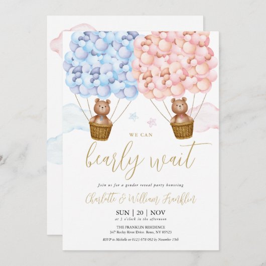 Bear Bear Bear Reveal Party Einladung (Vorne/Hinten)