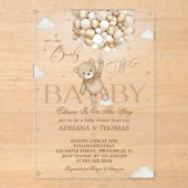 Bear Bear Bearly Wait Neutral Gold Baby Dusche Acryleinladungen (Vorderseite)