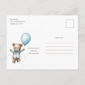 Bear Bear Boys Baby Shower Einladung abwarten Postkarte (Rückseite)