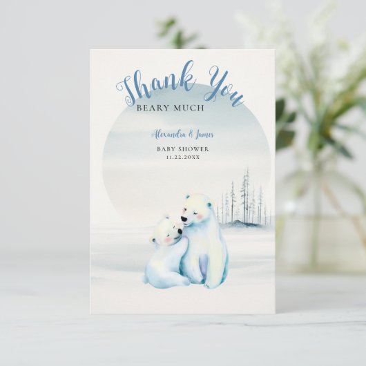 Bear Bear Cub Baby Boy Shoounter Dankeskarte (Stehend Vorderseite)