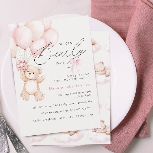 Bear Bear Girl Babydusche Einladung