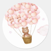 Bear Bear Pink Girl Baby Showvorteil Runder Aufkleber (Vorderseite)