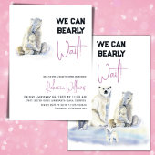 Bear Bear Pink Winter Baby Showdusche warten Einladung