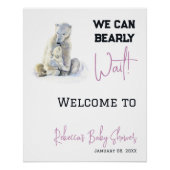 Bear Bear Pink Winter Baby Showdusche warten Poster (Vorderseite)