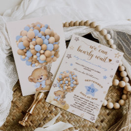 Bear Bearly Wait Light Blue Baby Dusche Einladung