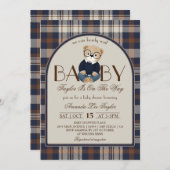 Bear Bearly Wait Luxury Boy Baby Shower Einladung (Vorne/Hinten)