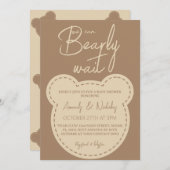 Bear Bearly Wait Moderne Elfenbeinbraun Baby Dusch Einladung (Vorne/Hinten)