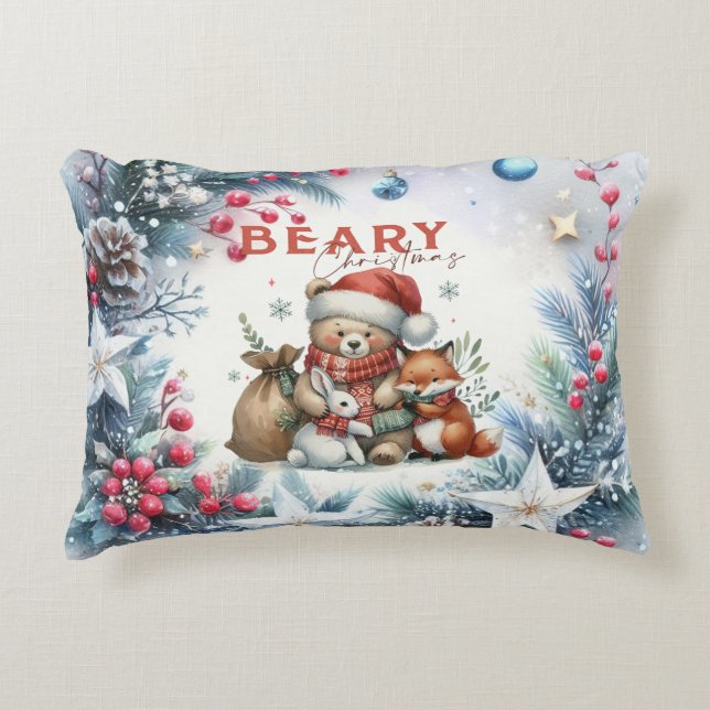 Bear Beary Christmas Accent Kissen (Vorderseite)