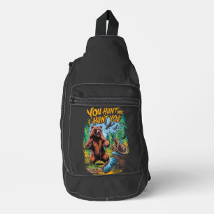 Bear-Begegnung im Wald Funny Bear Jagen Crossbody Bag