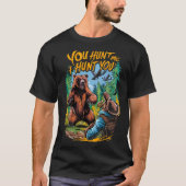 Bear-Begegnung im Wald Funny Bear Jagen T-Shirt (Vorderseite)