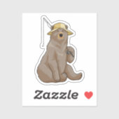 Bear beim Angeln mit Angelrute Aufkleber (Blatt)