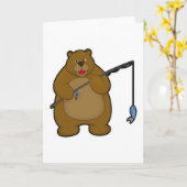 Bear beim Angeln mit Angelrute & Fisch Karte (Gelbe Blume)