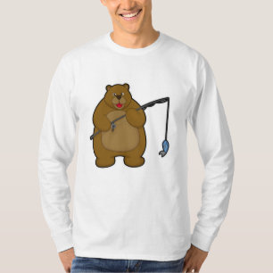 Bear beim Angeln mit Angelrute & Fisch T-Shirt