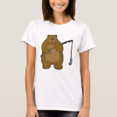 Bear beim Angeln mit Angelrute & Fisch T-Shirt (Vorderseite)