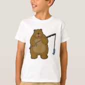 Bear beim Angeln mit Angelrute & Fisch T-Shirt (Vorderseite)