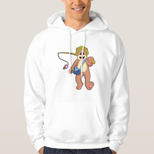 Bear beim Angeln mit Angelrute Hoodie (Vorderseite)