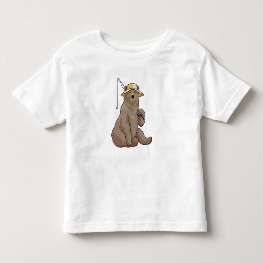Bear beim Angeln mit Angelrute Kleinkind T-shirt (Vorderseite)
